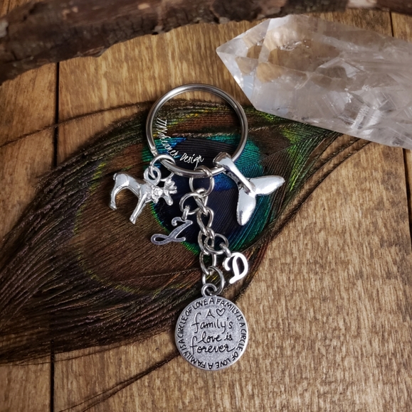 Personalized Keychain Family Pursecharm CUSTOM CHARMS Monogram Initials Bag clip - Picture 7 of 9